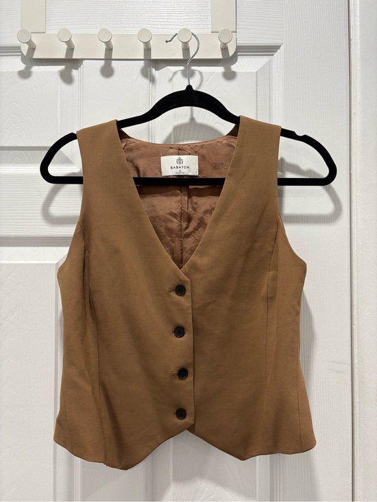 Babaton Tops - Babaton Tan Sleeveless Button-Front Vest